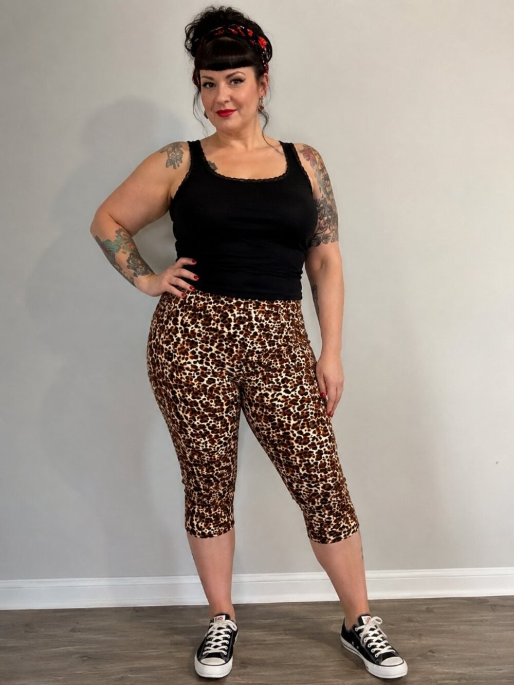 Sabrina/S Rockabilly Leopard Capri Pants, Size XL